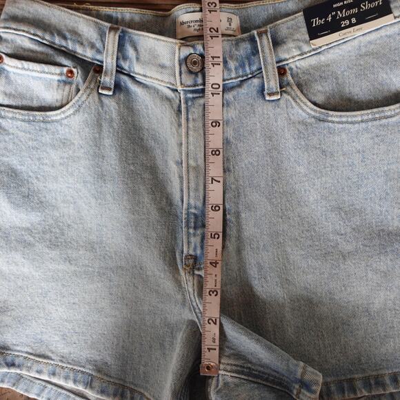 Abercrombie & Fitch Shorts Womens 8 Light Wash 4" Mom High Rise Denim Curve - Picture 8 of 11